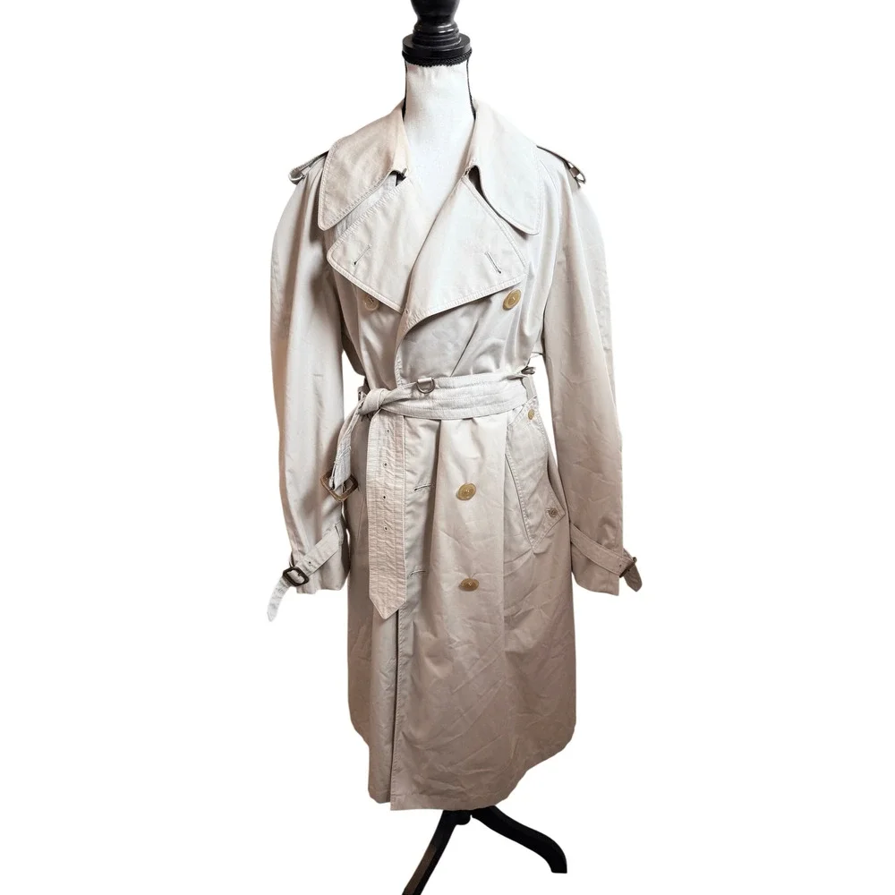 AQUASCUTUM Aqua 5 Tan Beige Belted Long Trench Coat Men’s Size Large